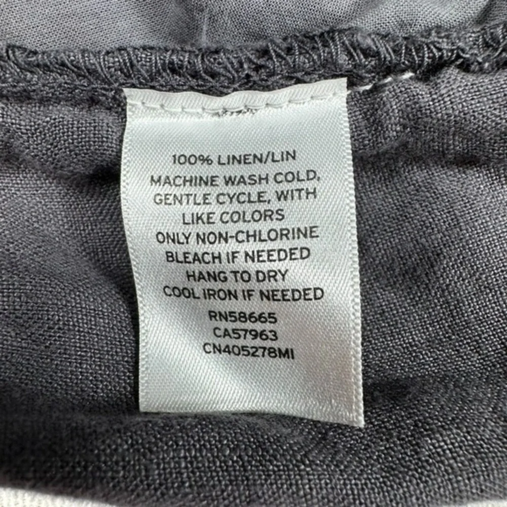 Caslon 100% Linen‎ Pull On Cropped Pants XXL Gray Drawstring Tulip Hem Pockets